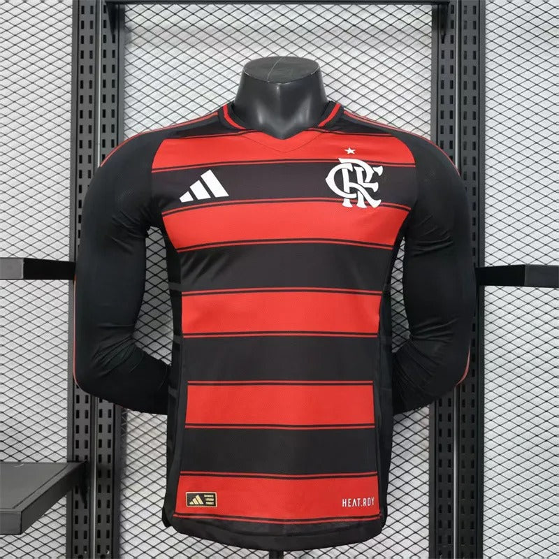 player version flamengo home jersey 25/26 long sleeves football kit soccer jersey