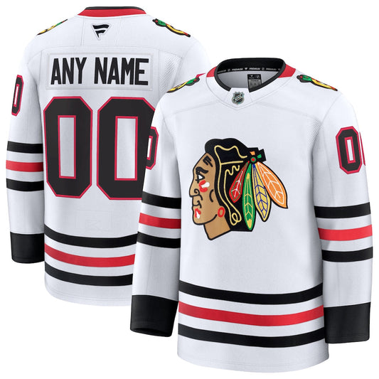 Custom Chicago Blackhawks Away Premium Jersey - White