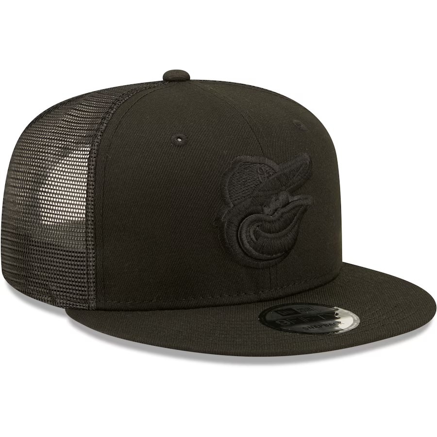 New Era Baltimore Orioles Blackout 9Fifty Trucker Snapback Hat